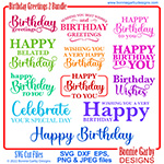 Birthday Greetings 2 SVG/Clip Art Bundle